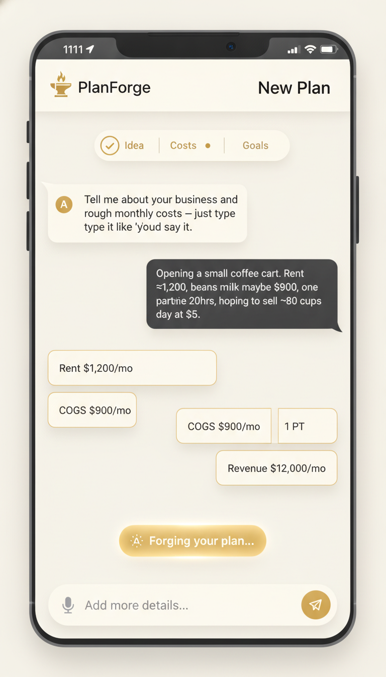 Conversational Intake screen