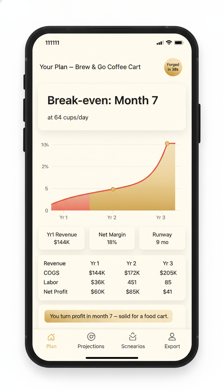 3-Year Projections Dashboard screen