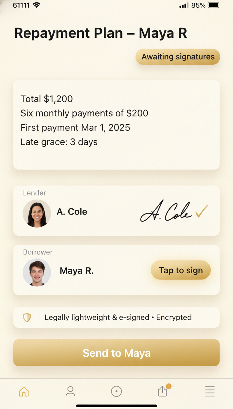 Review & Sign screen