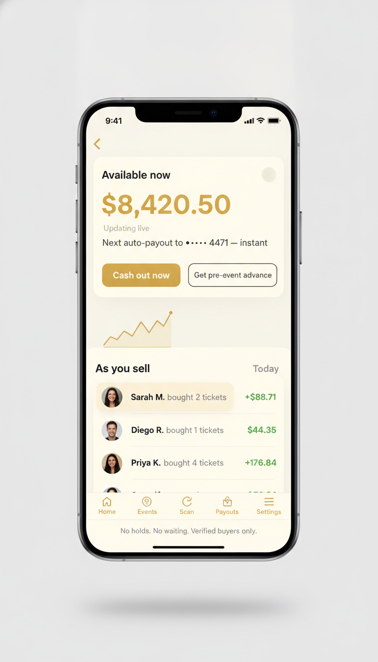 Real-Time Payouts screen