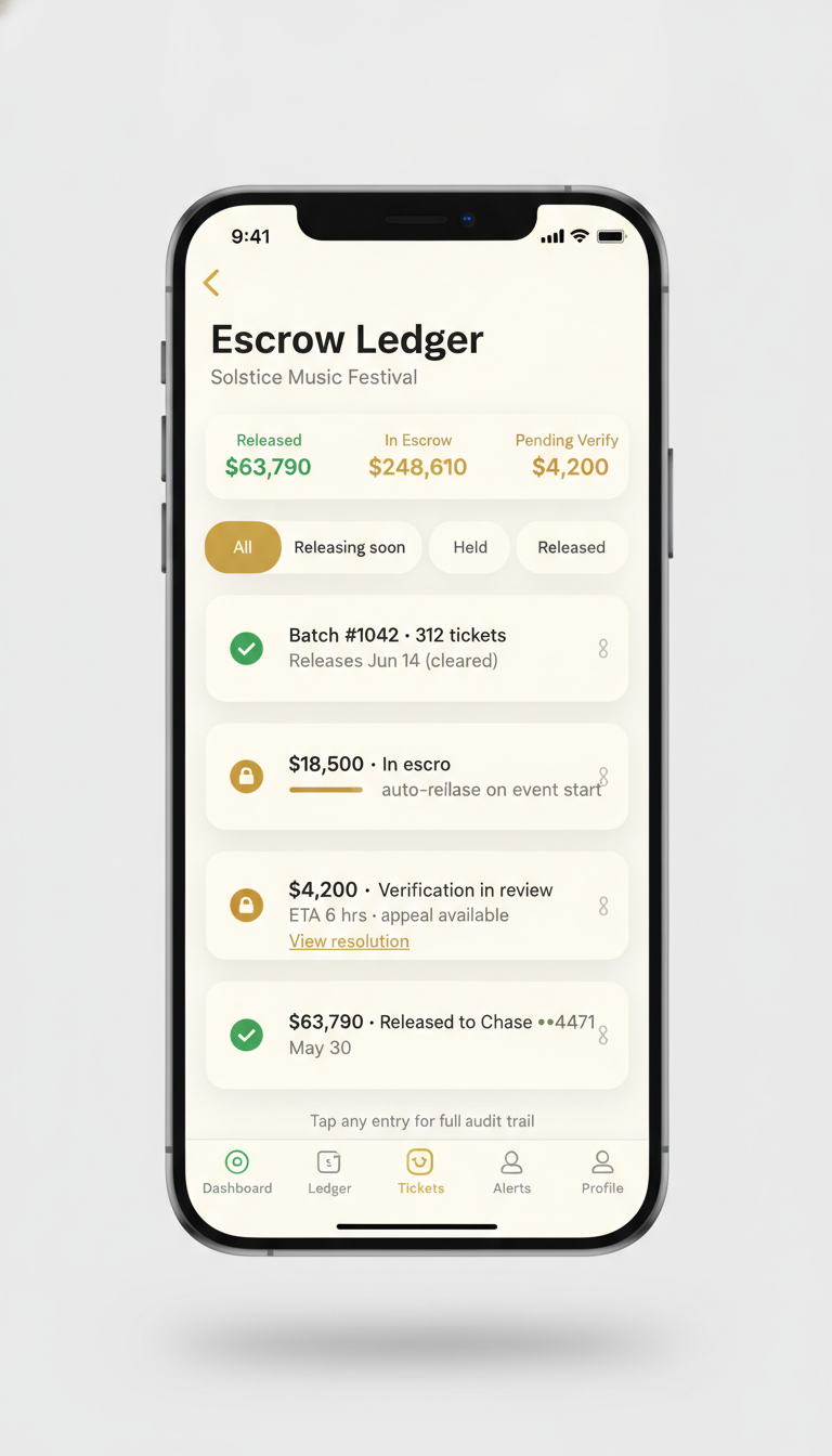 Escrow Ledger screen