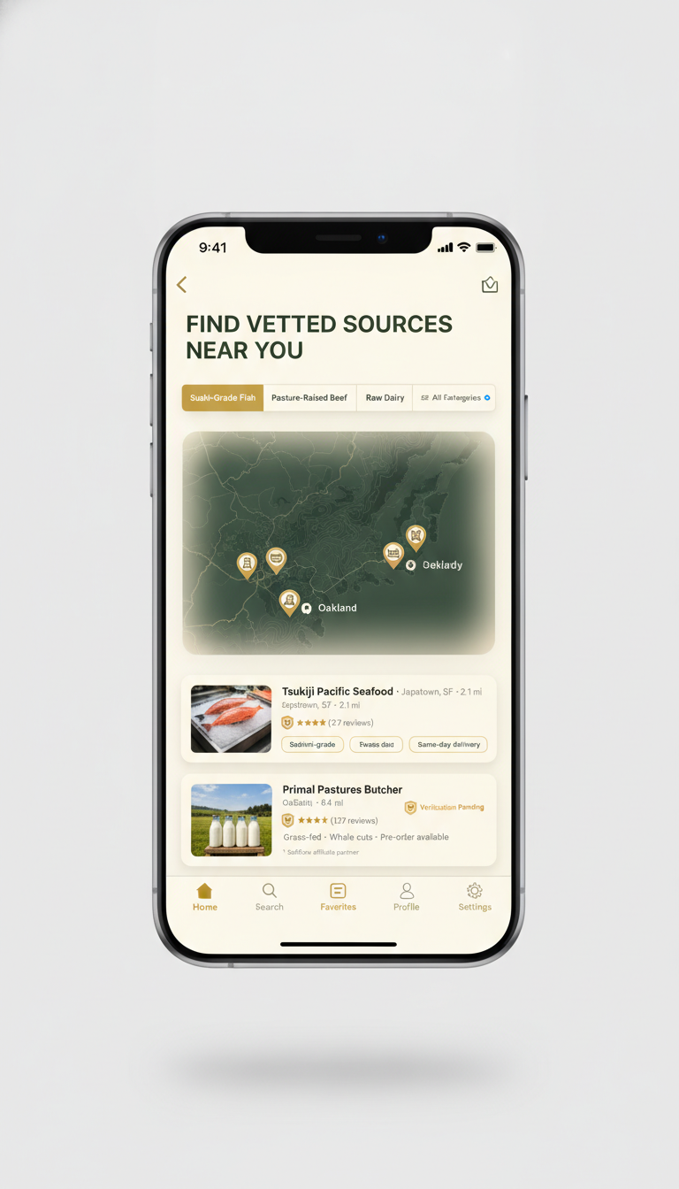 Vetted Sourcing Directory screen