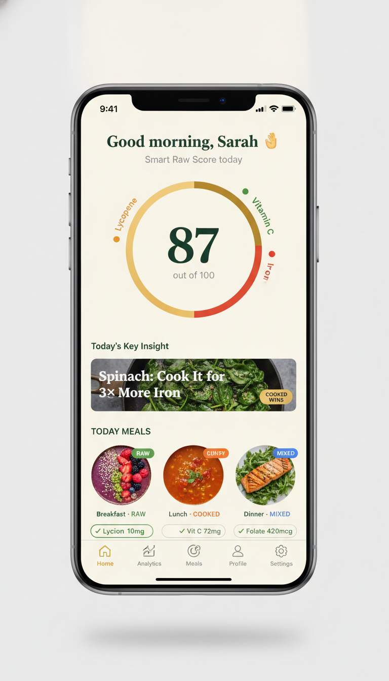 Smart Raw Dashboard screen
