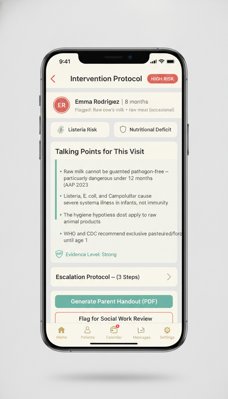 Intervention Protocol screen