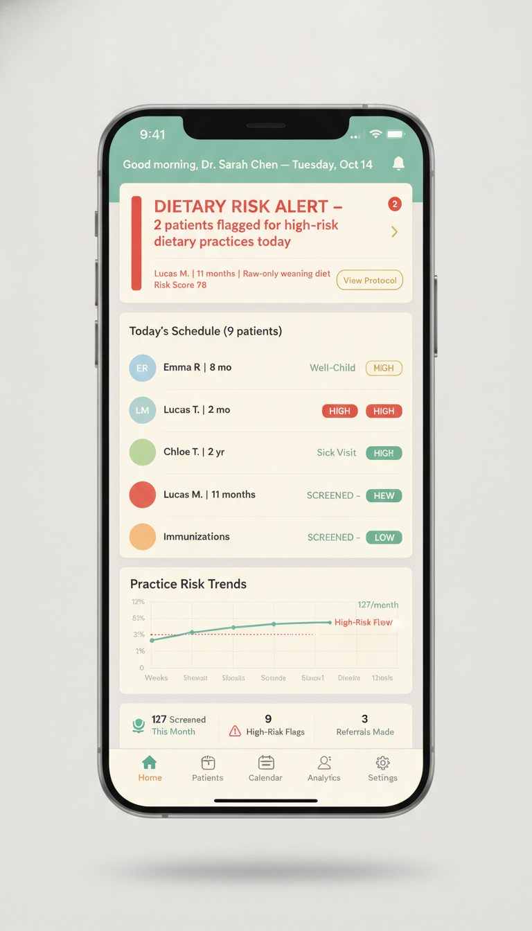 Clinician Risk Dashboard screen