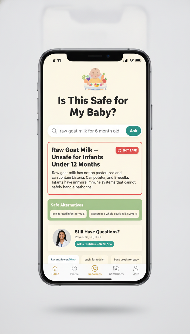 Parent Food Safety Query screen